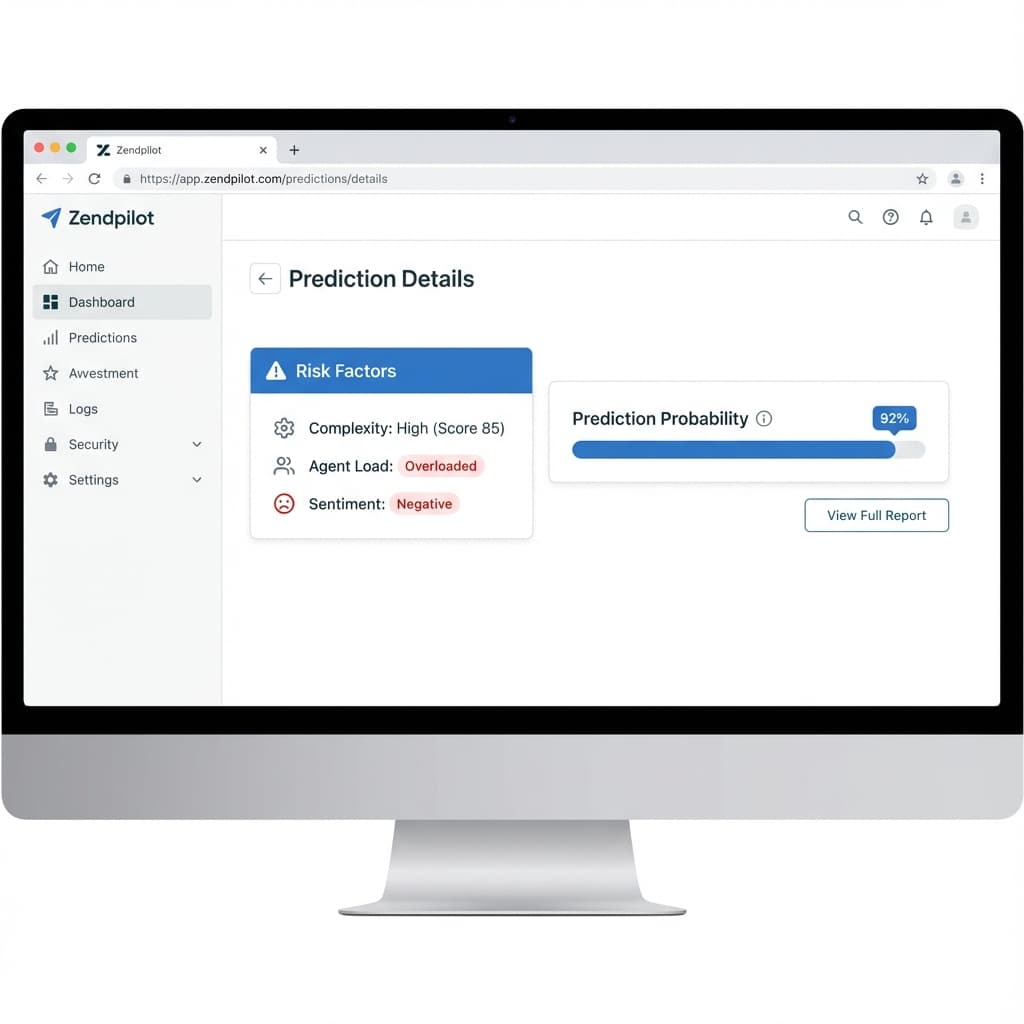 Risk Factors showing complexity, agent load, and sentiment analysis